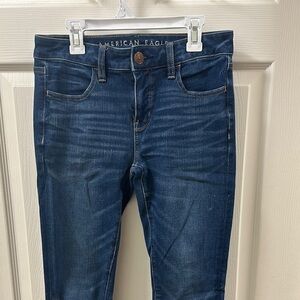 Blue Skinny Jeans with Faded Distressed Look